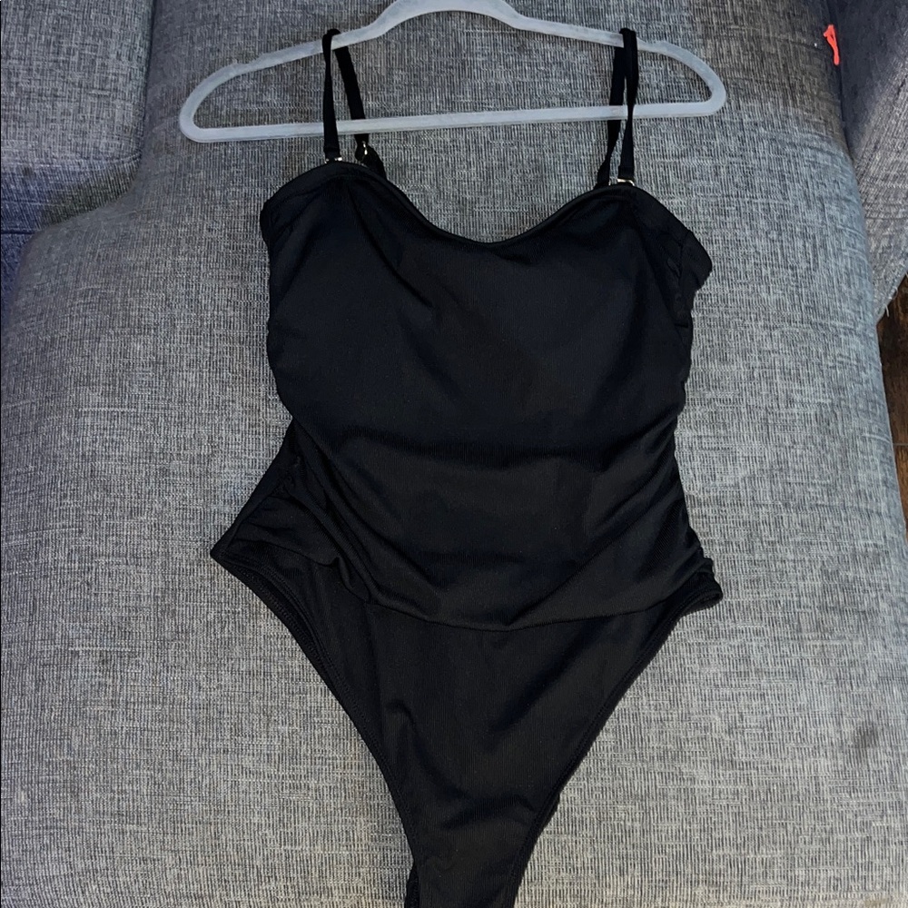 Black Ribbed one piece swimsuit